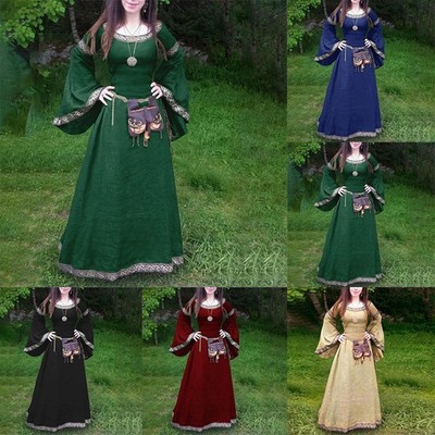Langarm Gothic Mittelalter Kostüm Kleid Damen Renaissance für Eventgebrauch