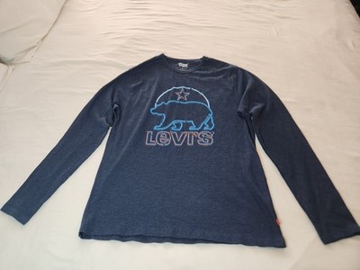 LEVI'S Men's Long Sleeve Shirt Blue size Large Bear Logo