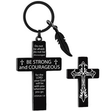 Bible Verse Keychains Christian Gifts - Cross Key Chain for Men Jesus Religious