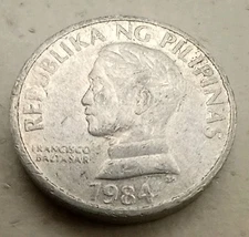 10 Sentimo 1984 Philippines Coin Pandaka Pygmaea Goby Fish Francisco Baltasar