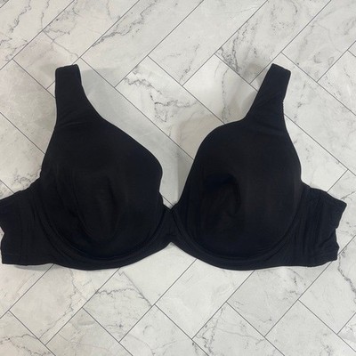 NWOT Catherines Womans Full Coverage Bra Black Lightly Lined UNDERWIRE 46C