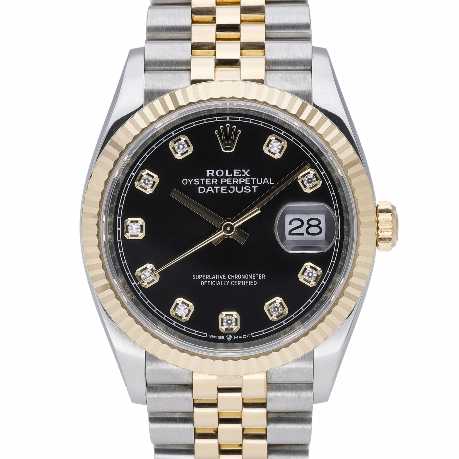 Rolex Datejust 126233 with 36mm Steel & Yellow Gold case and Black dial. Exce...