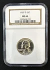 1955-D Silver Washington Quarter Dollar, NGC MS-66. Gorgeous !!!