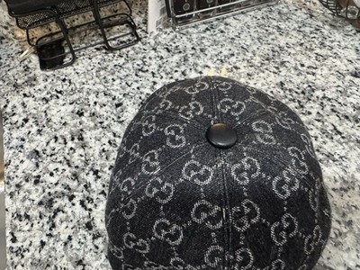 Gucci GG Monogram Baseball Cap Black/Gray Green-Red Web Stripe Adjustable