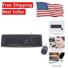Tactile Wired Keyboard and Optical Mouse Set - Adjustable Tilt Slim Design