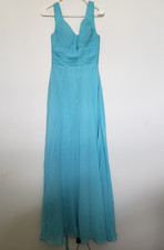 Ants Womens Sz 4 Formal Dress Turquoise Sleeveless Floor Length Prom Lace Up NWT