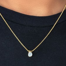 Solitaire Diamond Necklace/Pendant 18k Gold Unisex - VVS D GRA Lab Grown - 20”
