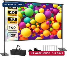Outdoor Projector Screen with Stand, 120 inch Portable Projection kit 16:9 4K HD