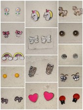 Bulk Lot of Kids Earrings - Unicorns Rainbows Owls Horses Bows Studs Set