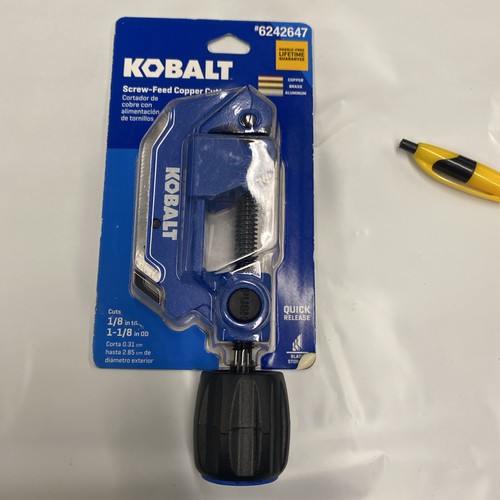 Kobalt Screw-Feed Copper Pipe Cutter Tool โ Cuts 1/8โ to 1-1/8โ OD Tubing