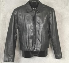 Vintage Wilsons Leather Jacket Men 42 Black Genuine Leather Bomber Zip Korea
