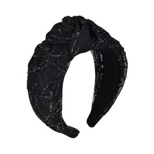 Wide Black Top Knotted Headband Thick Non-Slip Fabric Hair Band for Women