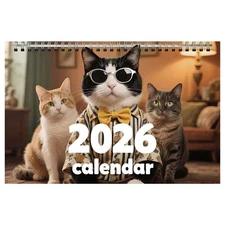 Cat Calendar 2026 12-Month Cat Calendar For Home Coil Binding Jan Dec 