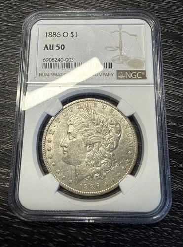 1886 O Morgan Silver Dollar US $1 NGC AU50