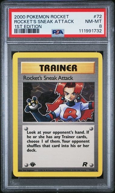 2000 Pokemon Team Rocket Rocket’s Sneak Attack 1st Edition Card #72 PSA 8