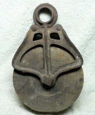 Primitive Antique Wooden Barn PULLY. Wood Farm Factory Tool. 1800's Early 1900's