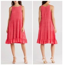 New Jason Wu Sleeveless Shirring Texture Tiered A-Line Dress Womens Plus Size 1X
