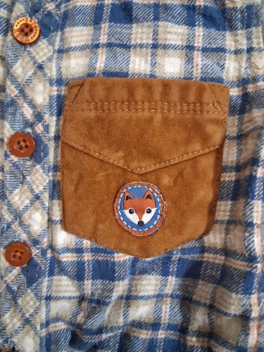 Boys Rock 2 Piece Outfit Denim Hoodie Casual Grunge Fox Plaid Size 12 Months - Picture 4 of 12
