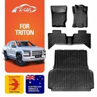 Floor Mats Tub Liner for Mitsubishi Triton MV Dual Cab 24+All Weather Car Trunk