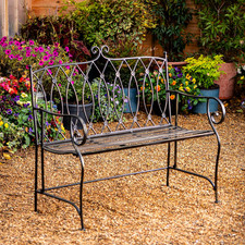 Garden Gear Wrought Iron Garden Bench Victorian Style Outdoor Patio Seat Black
