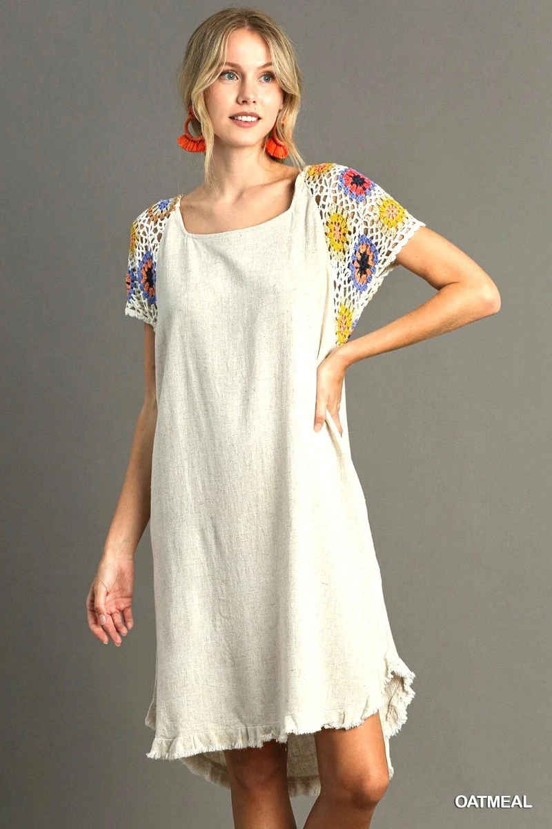 chinese dress ladies Ines Crochet Linen Dress | Black Gingham main image 1