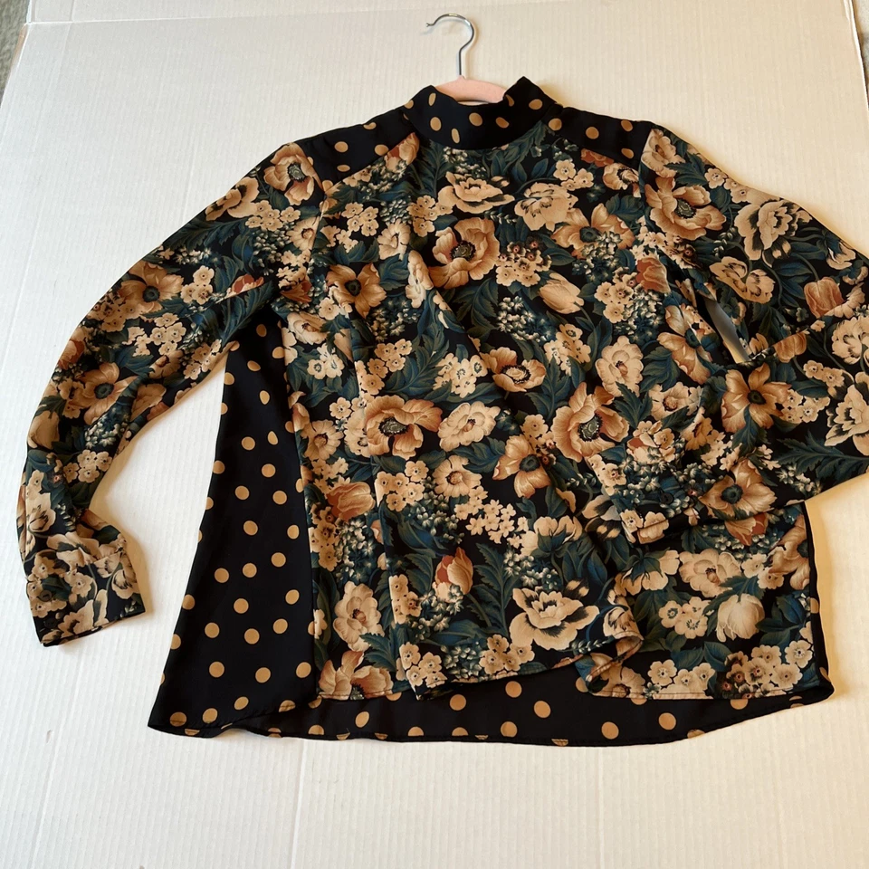 Blusa Zara Mujer S Negra Floral Cuello Simulado Informal Inteligente Carrera Trabajo EXCELENTE Foto 4 de 4
