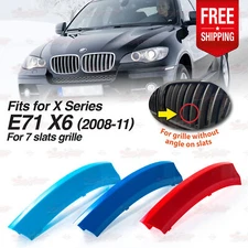 M-Sport 7 Slats Kidney Grill Grille 3 Color Cover Clips for BMW X6 E71 2008-2011