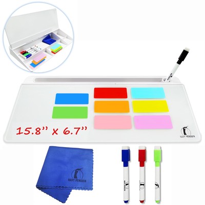 Desktop Whiteboard Set - Small Glass Desk Dry Erase Board with 4 Dry Wipe Off...