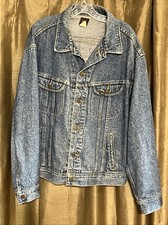 Vintage Lee Denim Jacket Size XL W/ 70 s 80 s Club Embroidered Made In USA