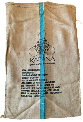 Karana Flower Blossom Burlap Jute Coffee Empty Sack Bag 44'' x 28'' Wall Art Blue