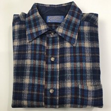 VTG Pendleton Woolen Mills Multico Plaid Virgin Wool L/S Shirt Men’s L USA Made