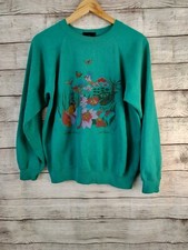 Vintage Laurel Burch Large 42/44 Butterfly Farmboy Forest Pullover Sweater