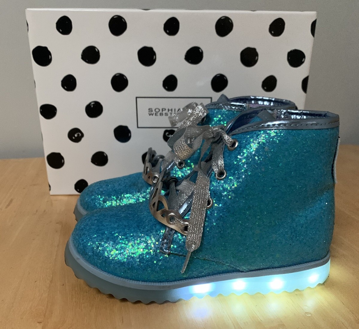 Sophia Webster Mini Blue Glitter Ankle Boots