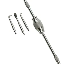 1 Set Dental Manual Crown Remover with 3 Tips Press Button Surgical Gun 