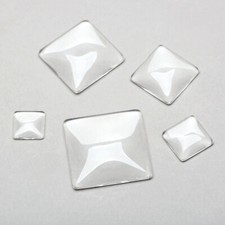 Clear Square Dome Glass FlatBack Cabochon Scrapbooking Magnify Base Cover 5 Size