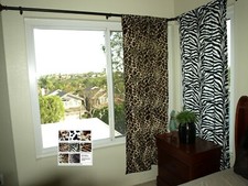 Animal Print Curtains (2 panels) 72" Long  Cow, Zebra, Leopard, and giraffe