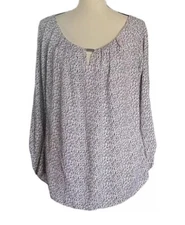 White House Black Market Lined  Black And White Flowy Blouse. Size L