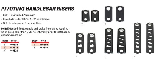 Universal 6 Inch Pivoting Snowmobile Handlebar Risers, SP1 6" Fixed Height Riser - Picture 2 of 3