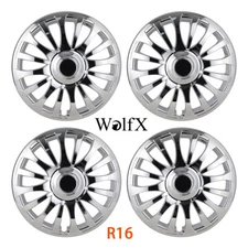 16 inch Set of 4 Chrome Wheel Covers Snap On Full HubCaps fit R16 Tire Steel Rim