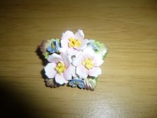 Vintage Aynsley fine bone china floral brooch. BADLY DAMAGED. 4.5cm (D32h)
