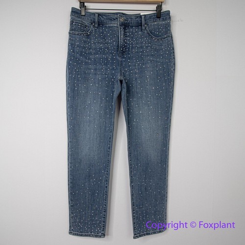 New! Chico's so slimming girlfriend slim leg ankle jeans diamond, size 10R