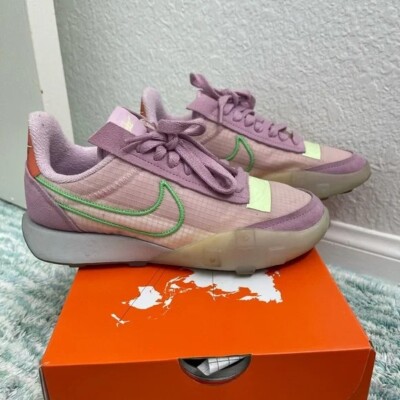 Nike Womens Waffle Racer 2X Shoes Ck6647 preowned 5Purple Green