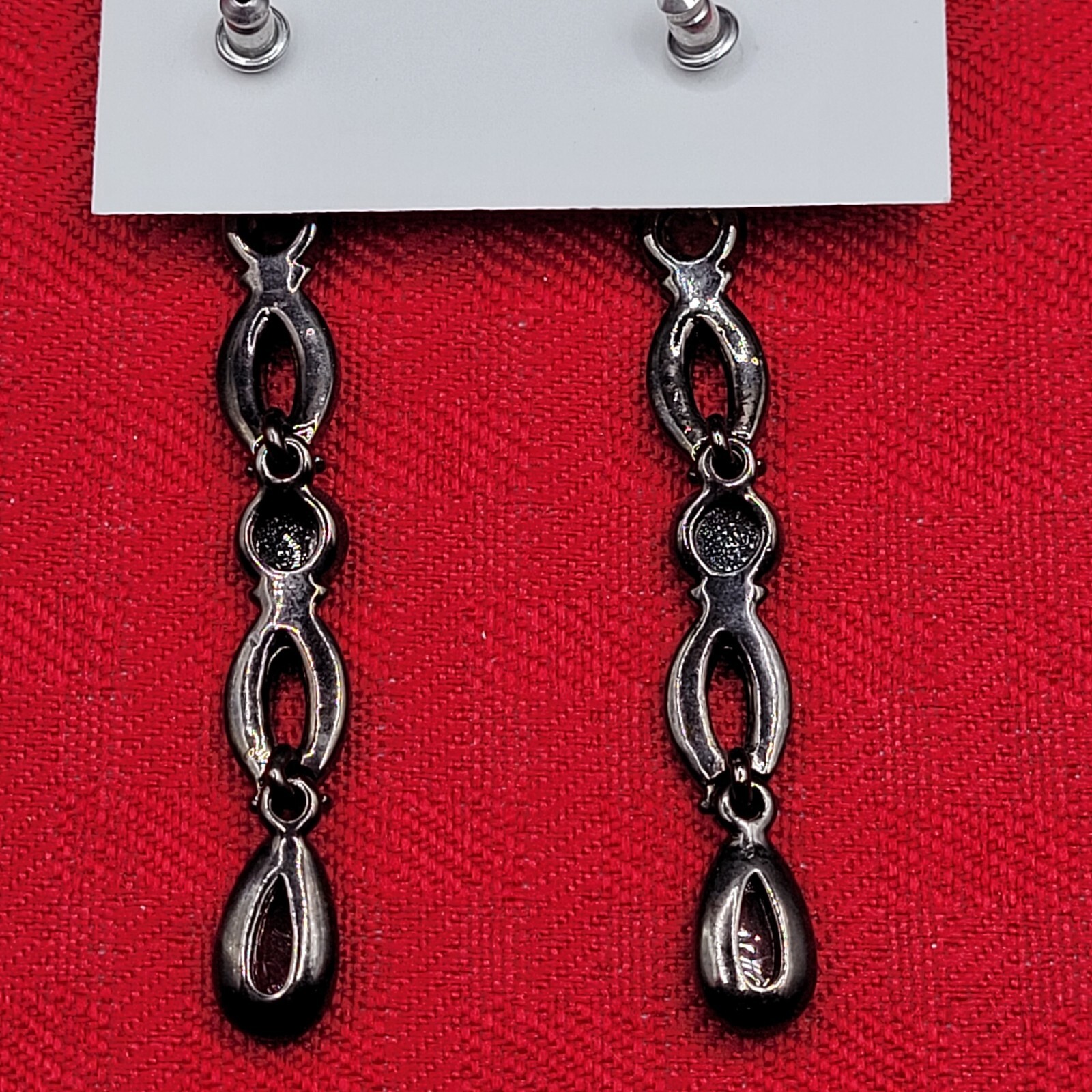 Long Linear Articulated Post Dangle Earrings Face… - image 8