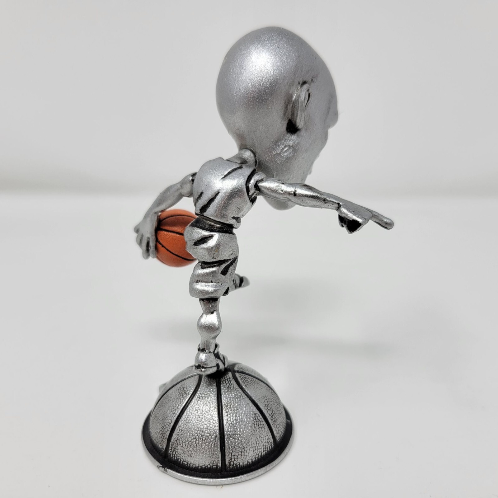 Michael Jordan Silver Tone Figurine Dribbling Basketball On Stand Collectible