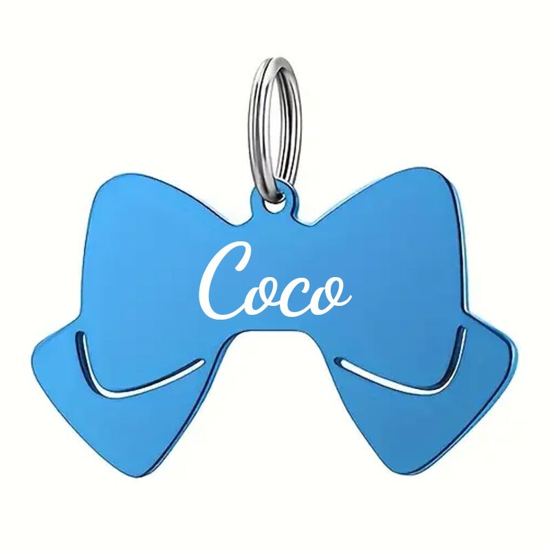 Custom Bow Tie Dog Tag Stainless Steel Pet ID | Engraved USA
