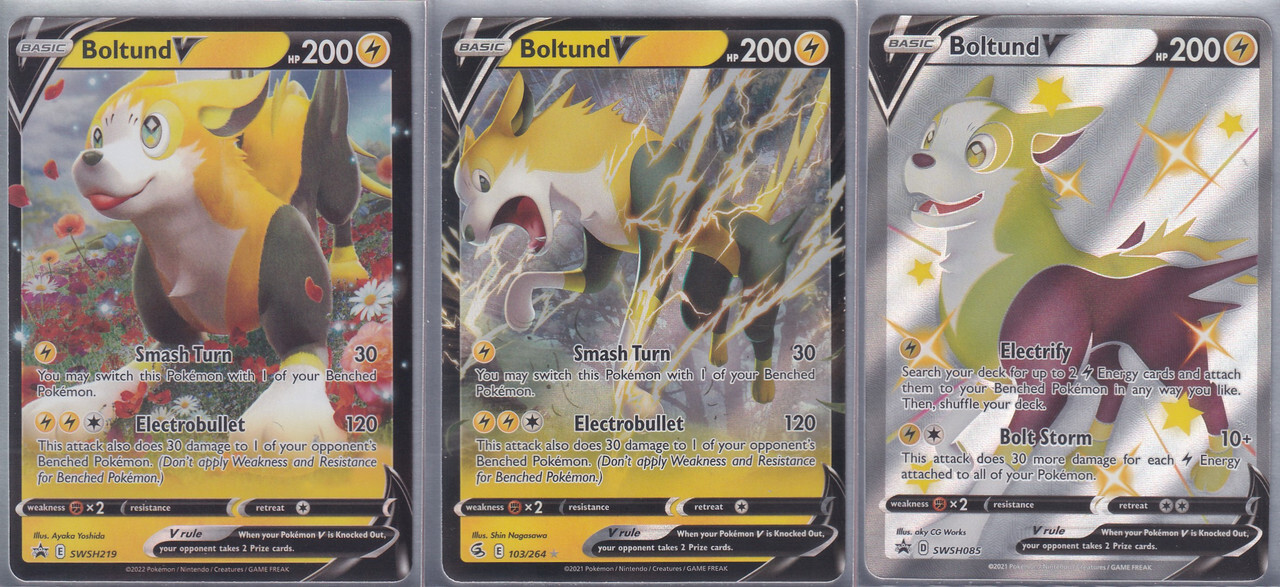 Boltund V SWSH085 103/264 SWSH219 Ultra Rare 3 Card Set Pokemon TCG
