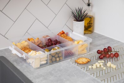 Faberware große Snackbox, 11 Snackteiler, gemusterter Brettdeckel, 30 x 40,5 cm