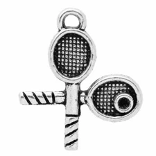 10 Tennis Racket Charms Antique Silver Tone 19 x 6 mm US Seller 859