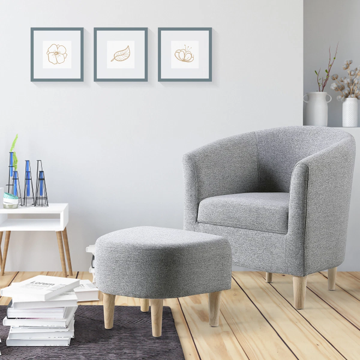 Arm Accent Sofa Chair Living Room Lazy Sofa Chair Footrest Lounge