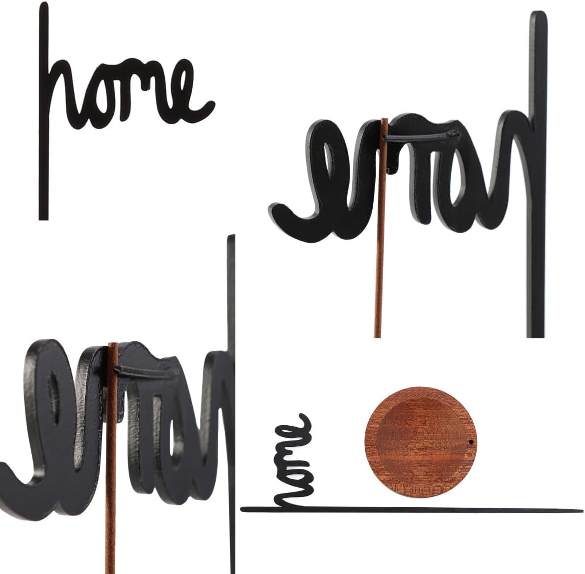 Incense Holder for Sticks, Handmade Upside-Down Incense Burner with Wooden Tray,